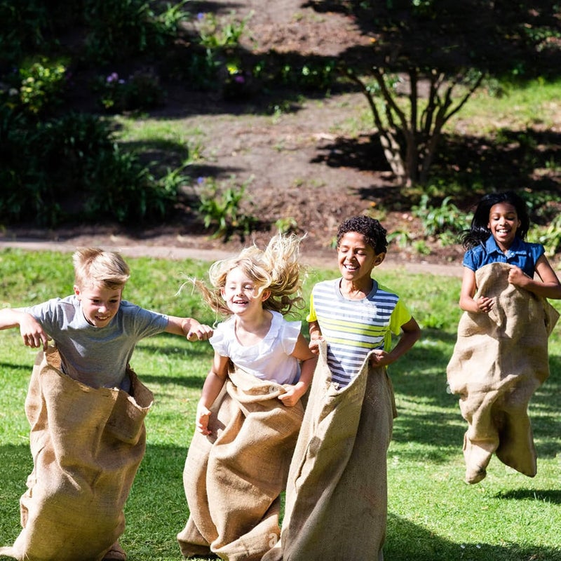 Alytree 4 Pack Burlap Potato Sack Race Bags, 24"x40" Outdoor Lawn Games for Kids & Adults, Outside Yard Games for Birthday Party, Field Day Family Reunion, Carnival, Easter, Halloween, 4th of July - Image 4